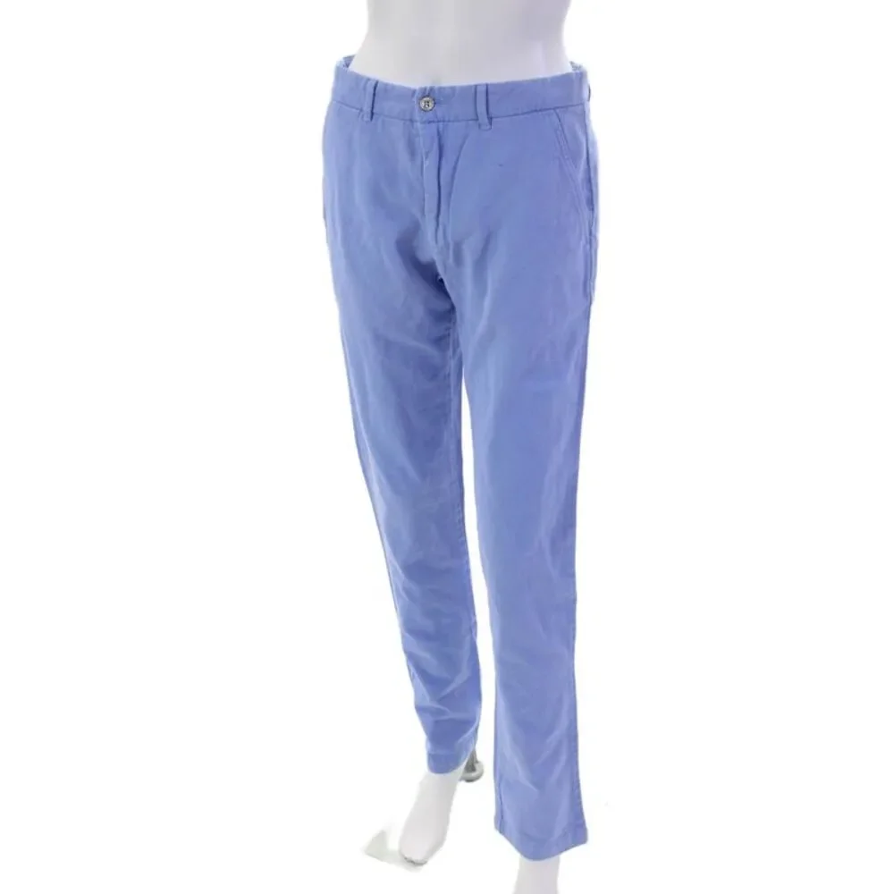 Les Canebiers Womens Cotton Zip Button Boot Leg Lined Pants Blue Size XS
